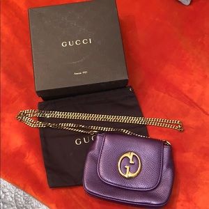 Gucci purple metallic cross body/shoulder bag
